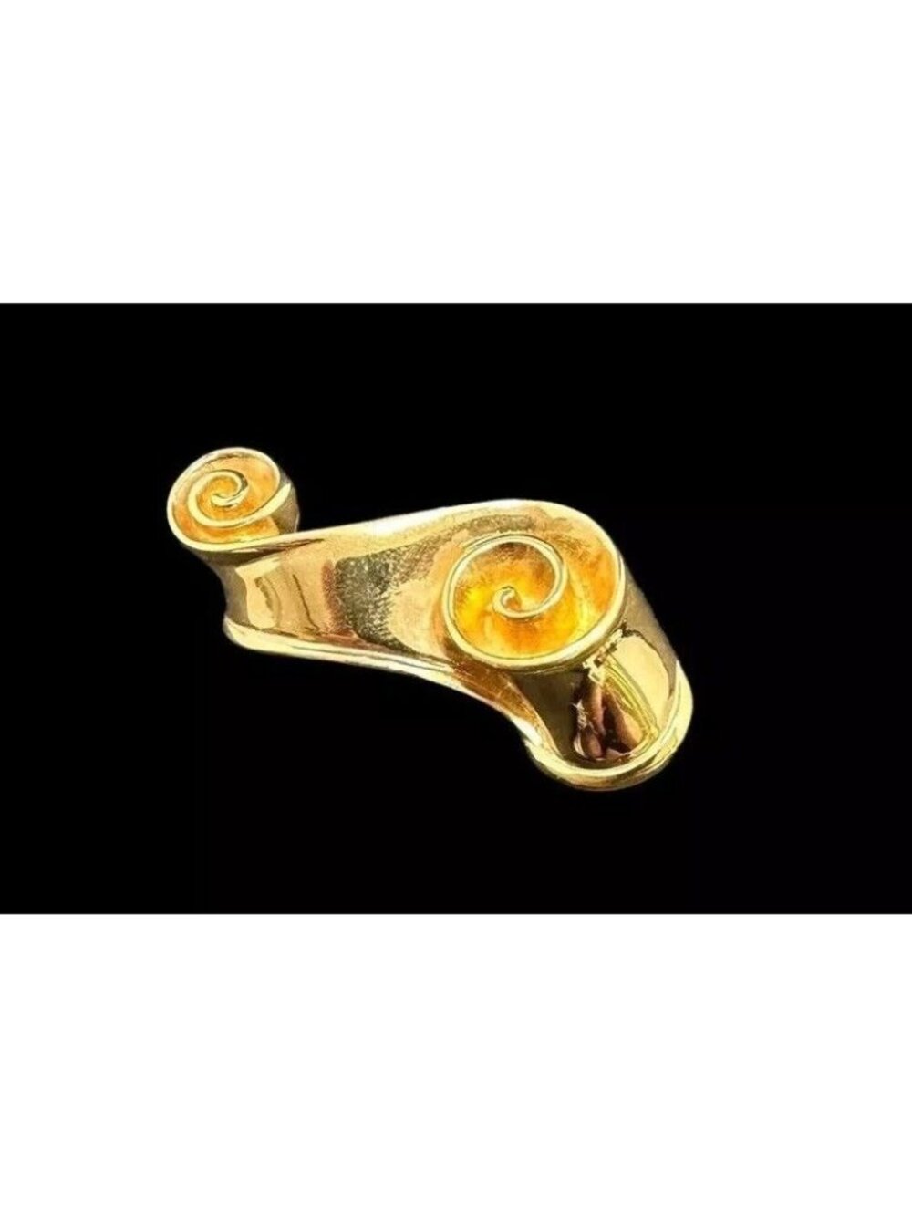 925 Gold Over Sterling Brutalist Brooch Pin Abstract Swirl Vintage